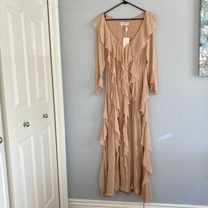 Caloma Women's Tan Ruffle Dress